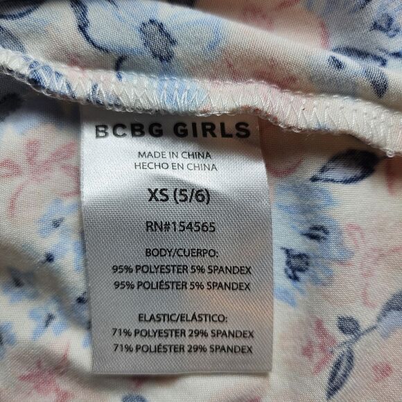 BCBG Pink And Blue girls smocked floral dress pre-owned XS size 5/6 - Picture 4 of 5